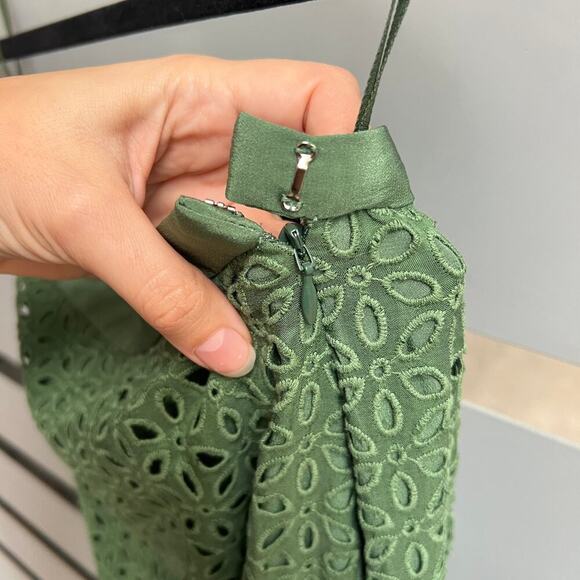 Tibi Green Floral Eyelet Asymmetrical Skirt Size 00 - Picture 3 of 4